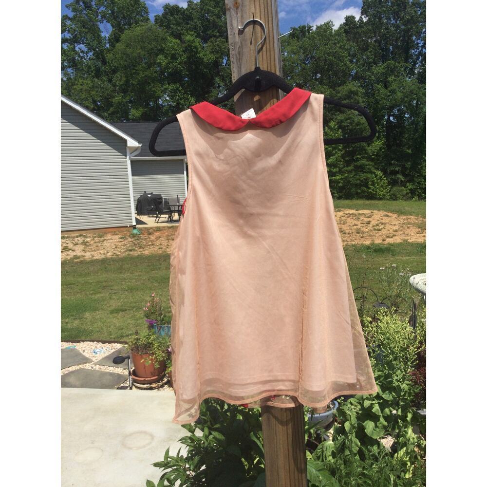 Disney sleeveless blouse XS extra small sheer fairy princess whimsical red peach - Picture 8 of 11